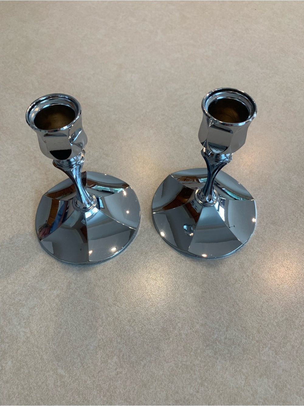 Vintage Irvinware Chromeware Candle Holders 1977 Made in USA